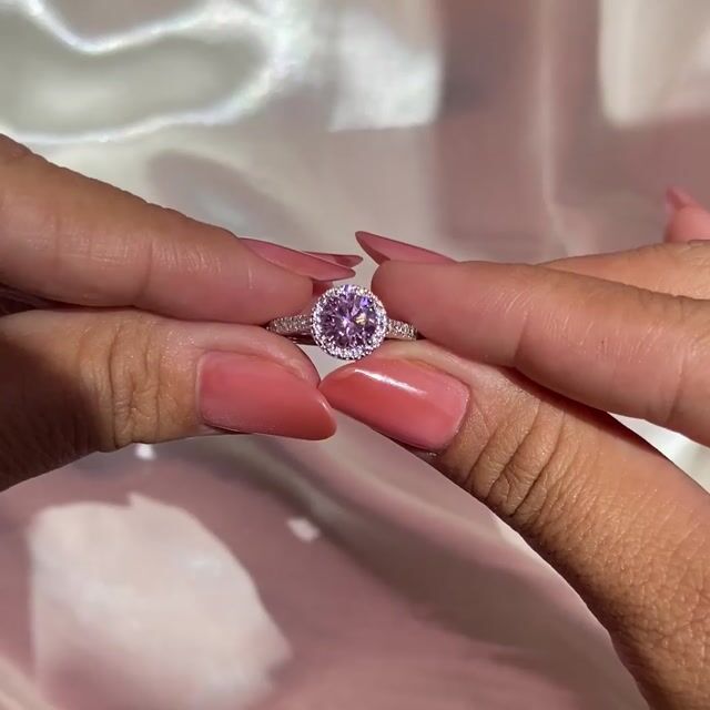 Video de Anel Pilar · Prata 925 · Rosa 1,5ct · Solitário · Halo