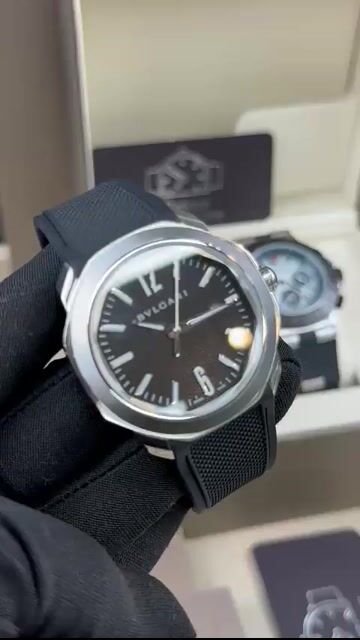 Video de Bvlgari Octo Roma 41mm - Aço/Mostrador Preto - SILICONE