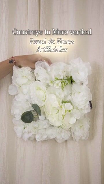 Video de Panel Muro de flores Vertical 25x25cm Flores Artificiales Blanco