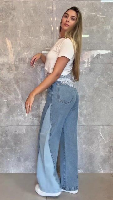 Video de CALÇA WIDELEG JEANS BICOLOR SUZANA
