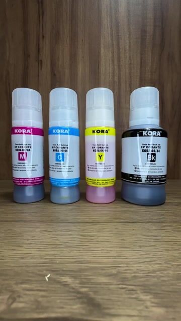 Vídeo de Kit 4 Tintas kora Para Epson L3110 L3150 L3250 - Bk 135ml CY-MG-Y 70ml