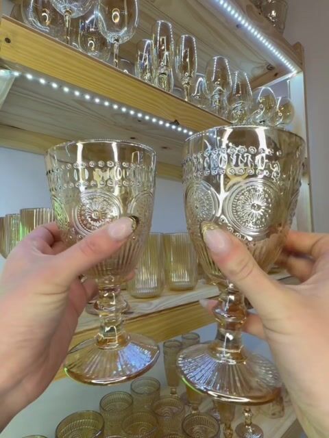 Video de Set x6 Copas Vidrio Arabesco Ambar