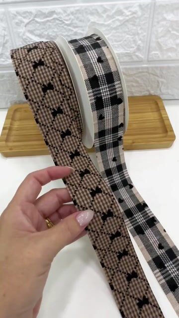 Vídeo de Fita Xadrez Tweed Inverno 38mm 2 Metros para Laços Fita Estampada Luxo