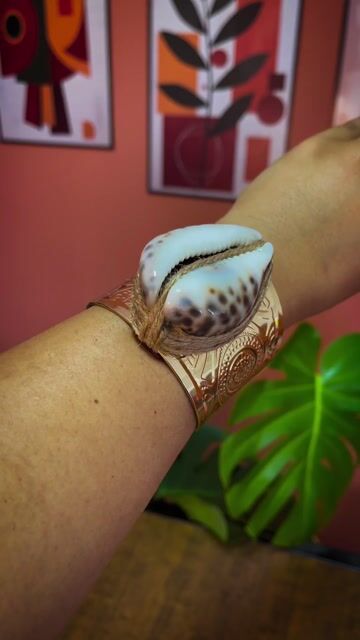 Vídeo de Bracelete Búzio Tigre - dourado