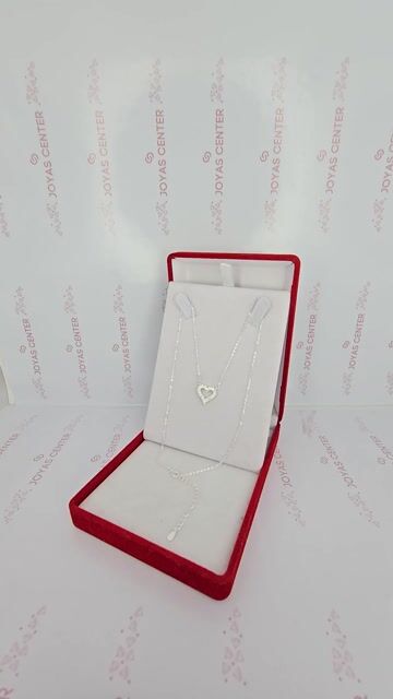 Video de Collar Cadena Mini Rolo 40/45 Cm Corazon Con Piedras C1946 Plateado
