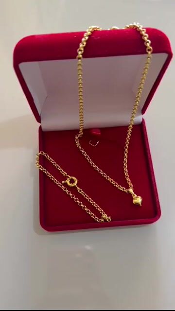 Video de Conjunto + Porta Joias colar e pulseira elo Português 3 mm Banhado a Ouro