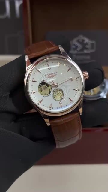Video de Longlux Automatic 42mm - AÇO ROSE/MOSTRADOR BRANCO - COURO