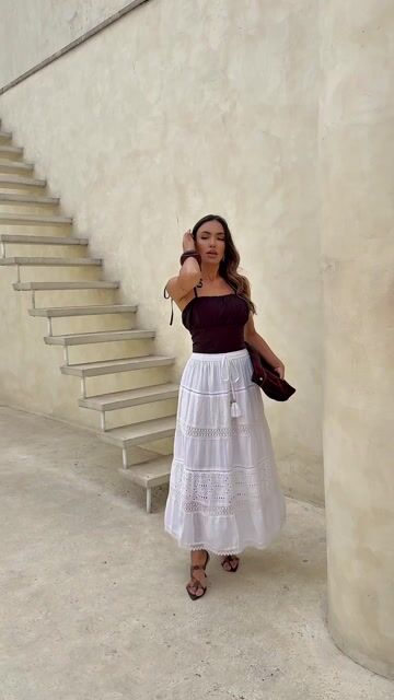 Video de Saia longa branca boho com laise Cod:10