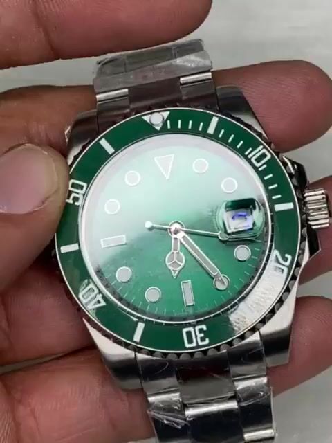 Vídeo de Submariner Premium Prata com Mostrador Verde Bezel Verde Automático