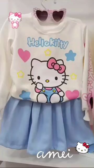 Vídeo de Conjunto Moletom Hello Kitty - Tam: 2, 4, 6, 8, 10, 12 e 14 anos (envio em até 3 dias úteis)