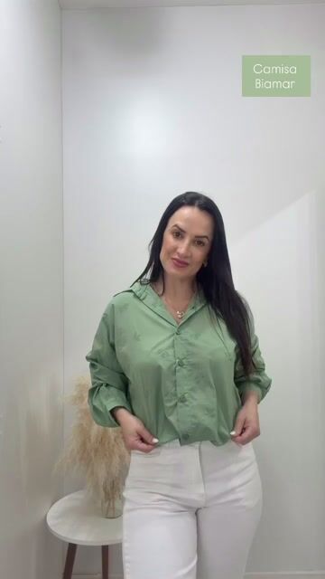 Video de Camisa Biamar em tecido bordado - 12295 VERDE