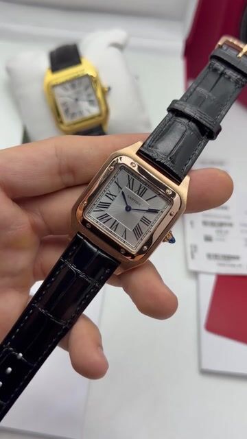 Video de Cartier Santos Dumont 35mm - AÇO ROSE/MOSTRADOR BRANCO - COURO