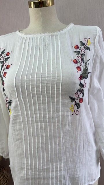 Video de Bata Boho em Algodão com Bordados Florais e Pássaros Cod:25005