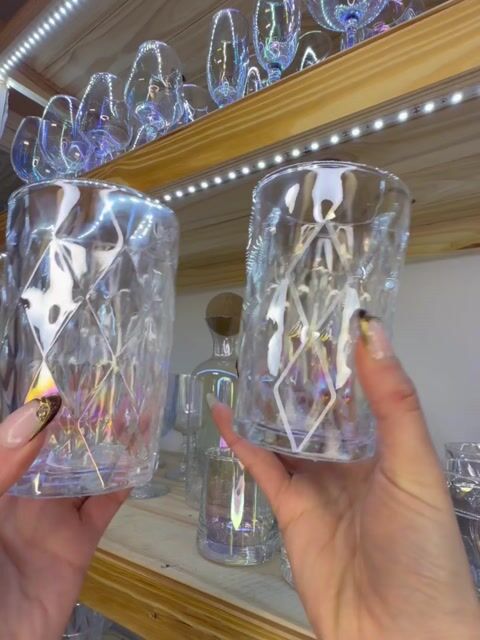 Video de Set x6 Vasos Vidrio Diamante Tornasol