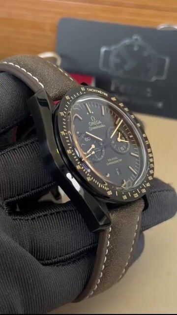 Video de Omega Speedmaster 42mm - AÇO PRETO/MOSTRADOR PRETO - COURO