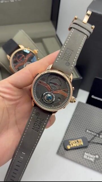 Video de Montblanc 44mm - AÇO ROSE/MOSTRADOR CINZA - COURO