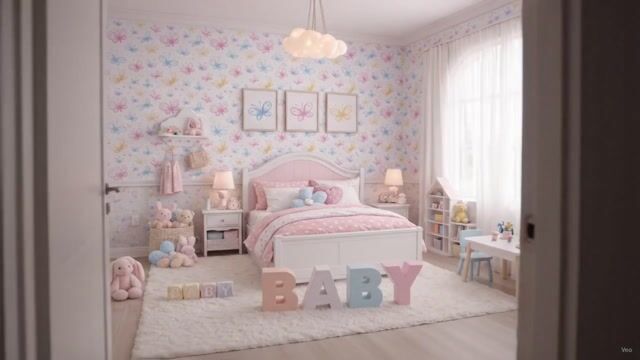 Vídeo de Papel de Parede Adesivo Autocolante Infantil Borboletas Coloridas Delicadas