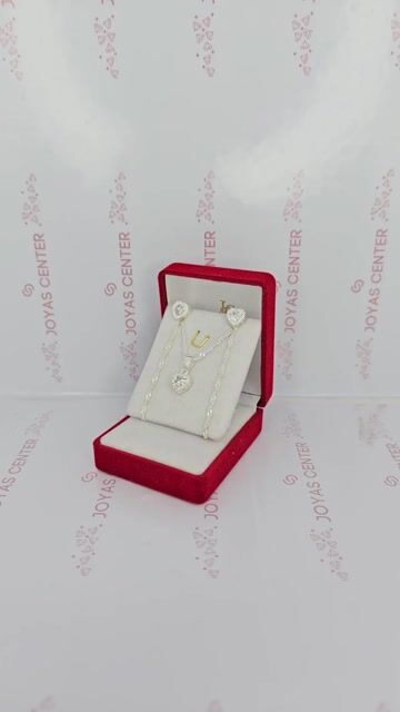Video de Conjunto Plata 925 Corazon Blanco Aros Dije Cadena C1924 Blanco