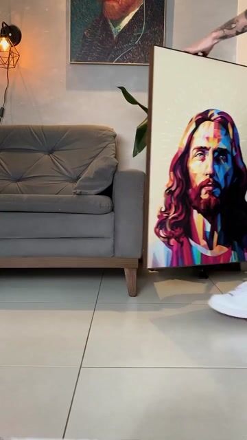 Vídeo de Quadro Decorativo Jesus Cristo, Poligonal