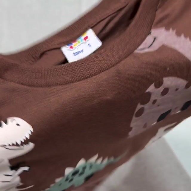 Video de Conjunto Infantil Menino Marrom Dinossauros Camiseta e Bermuda