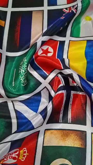 Video de Tecido Cetim Estampa Bandeira Países 1,40m Largura Copa do Mundo