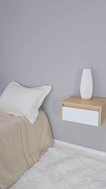 Video de Mesa de luz flotante con cajón oculto y cerradura Blanco