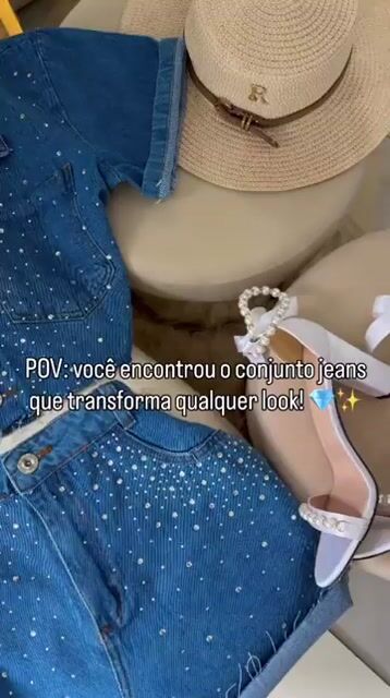 Video de Conjunto jeans bordado em strass