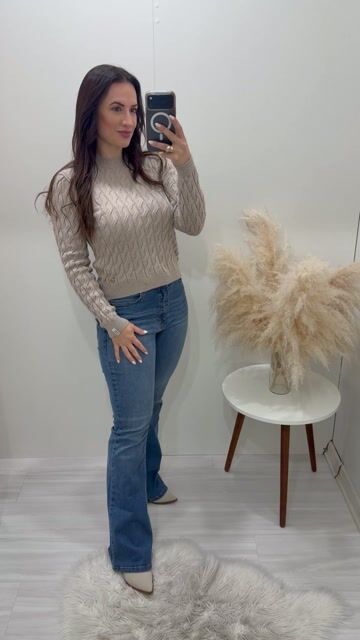 Video de Blusa aBenção em Lã e Cashmere com Tecimento em Tranças - 12131 Bege