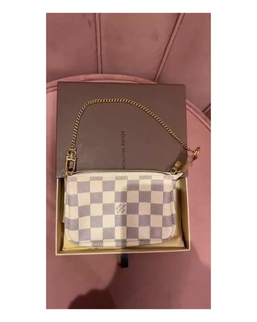 Vídeo de Bolsa Louis Vuitton Mini Pochette Acessories Em Canvas Damier Azur