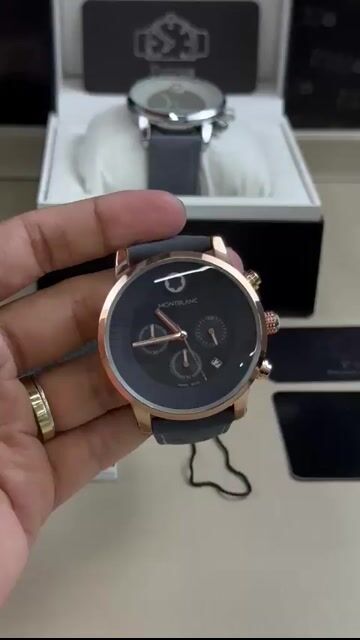 Video de Montblanc 43mm - AÇO ROSE/MOSTRADOR CINZA - COURO