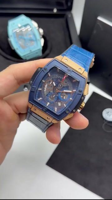Video de Hublot spirit 42mm - AÇO ROSE/MOSTRADOR SKELETON AZUL - SILICONE E COURO (SENNA)