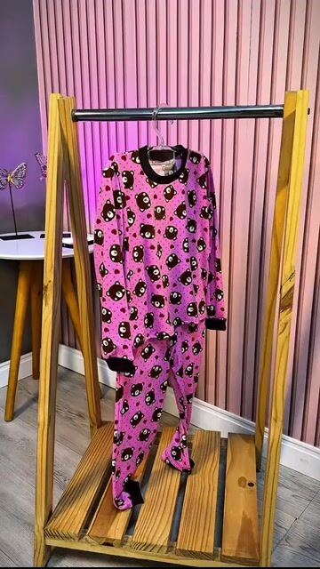 Vídeo de Pijama Infantil Feminino Ursinha Rosa Inverno Soft Confortável Manga Longa Menina Blogueirinha