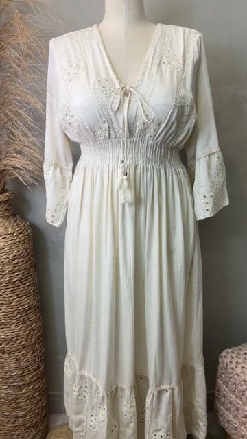 Video de Vestido longo boho ofwhite Cod:5205