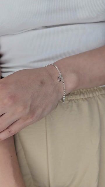 Video de Pulsera Plata 925 Mini Rolo Con Dijes Corazon 17/20 Cm C1985 Plateado 5.4 Cm 17 Cm