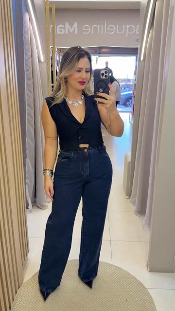 Video de CALÇA JEANS WID LEG 100% BLACK BLUE