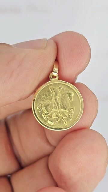 Video de Dije Oro 18k Medalla Protector San Jorge 15mm Rbt - C2394