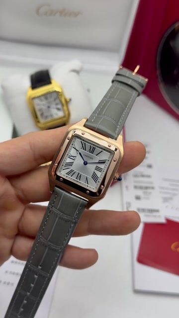 Video de Cartier Santos Dumont 35mm - AÇO ROSE/MOSTRADOR BRANCO - COURO