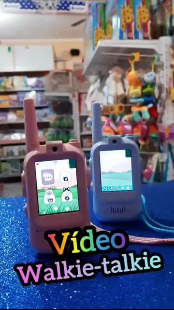 Vídeo de Walkie-Talkie Infantil com Chamada de Vídeo Comunicador de Voz Azul e Rosa