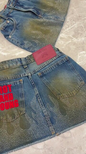 Video de Saia Jeans Strass