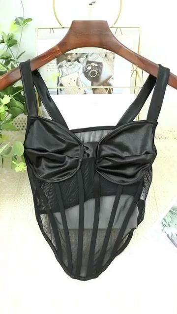 Video de Blusa Top Cropped Corset Bustiê Modelador Transparência Tule