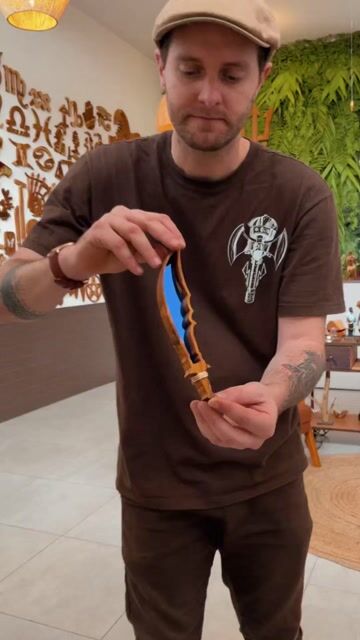 Vídeo de Ada de Ogum Espelhado Azul - 20cm Alt