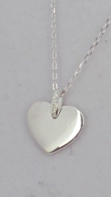 Video de Collar Plata 925 Cadena Forcet + Corazon Grabable C1942 Plateado