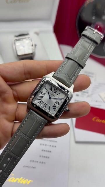 Video de Cartier Santos Dumont 35mm - AÇO/MOSTRADOR BRANCO - COURO