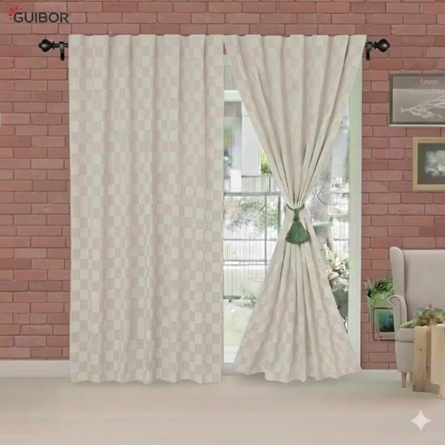 Video de Cortina Rustica Damero Crudo *alto 150cm
