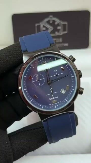 Video de Citizen Eco-Drive 45mm - AÇO PRETO/MOSTRADOR AZUL - SILICONE