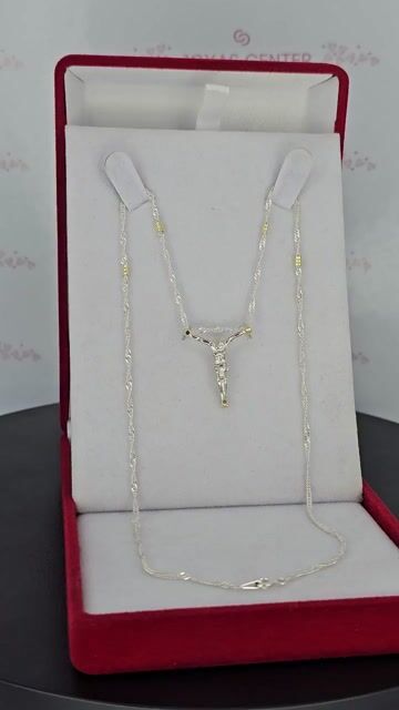 Video de Collar Plata Y Oro Cristo Dali Largo 45 Cm 3.5 Gramos C2135