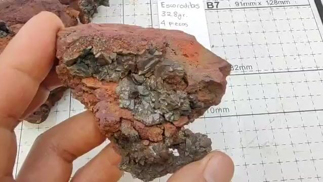 Video of 4 Piece Lot Scorodite on Matrix | Pyramidal Crystals 0.72 lbs
