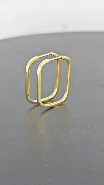 Video de Aros Oro 18k Argollas Cuadradas 1.9 Gr 20x25mm Rbt - C2357