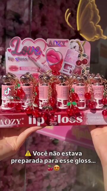 Vídeo de Gloss Labial chaveiro cereja