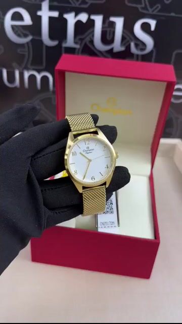 Video de Champion CN25172M 38mm - Aço dourado/Mostrador Branco